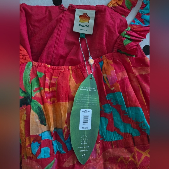 REPOSH - NWT Farm Rio Ipanema Red Tropical Ruffle Midi Dress - Picture 8 of 8